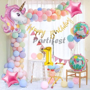 Kız Çocuk Unicorn Doğum Günü Afişi ve Yırtılmaz Branda Baskı